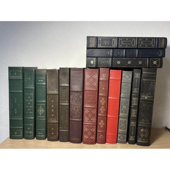 Franklin Library Lot 15 Books Leather Bound Hardcover Gold Gilt Classics Decor - Picture 1 of 14